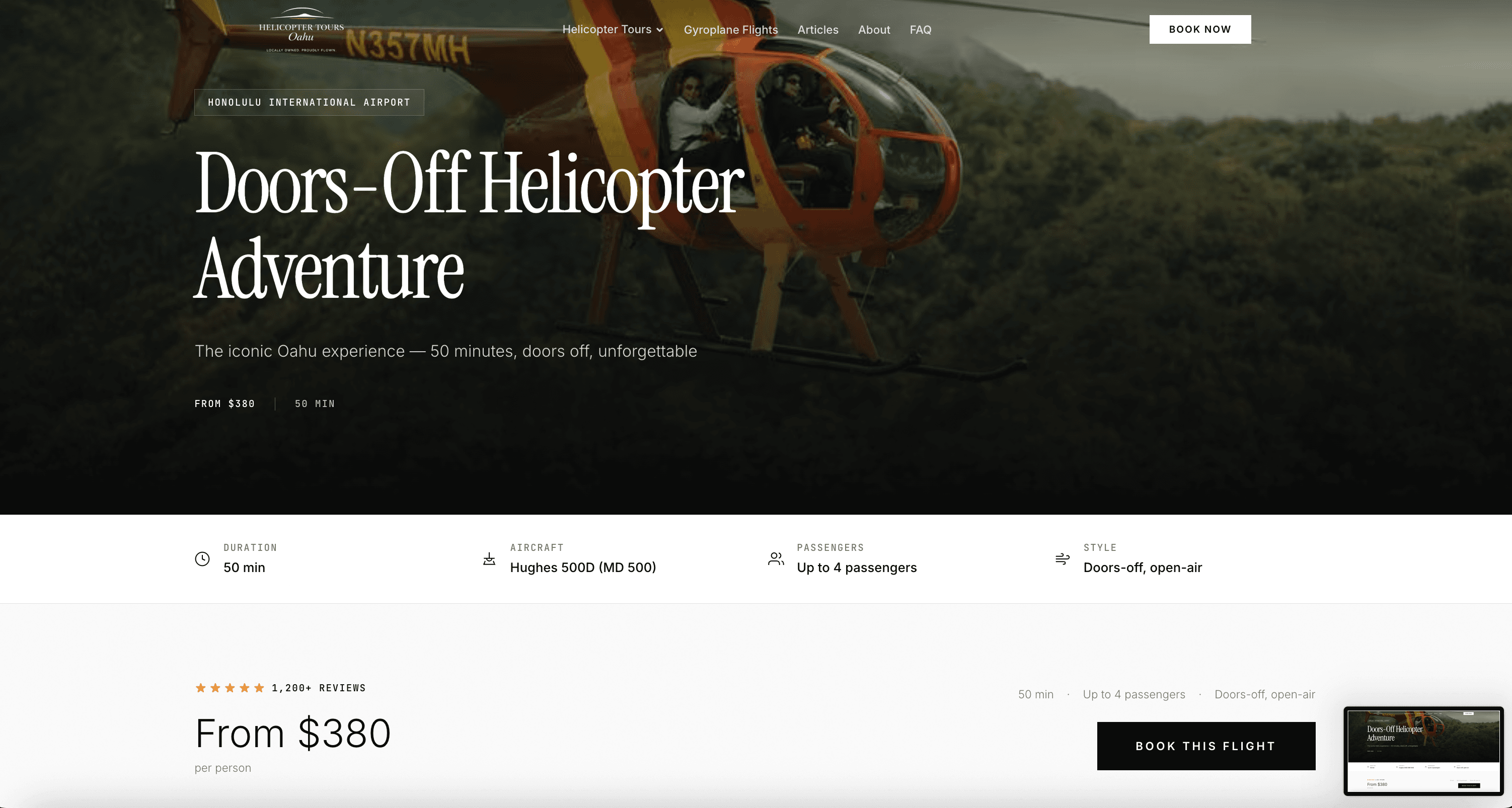 Helicopter Tour Oahu tour comparison and booking interface