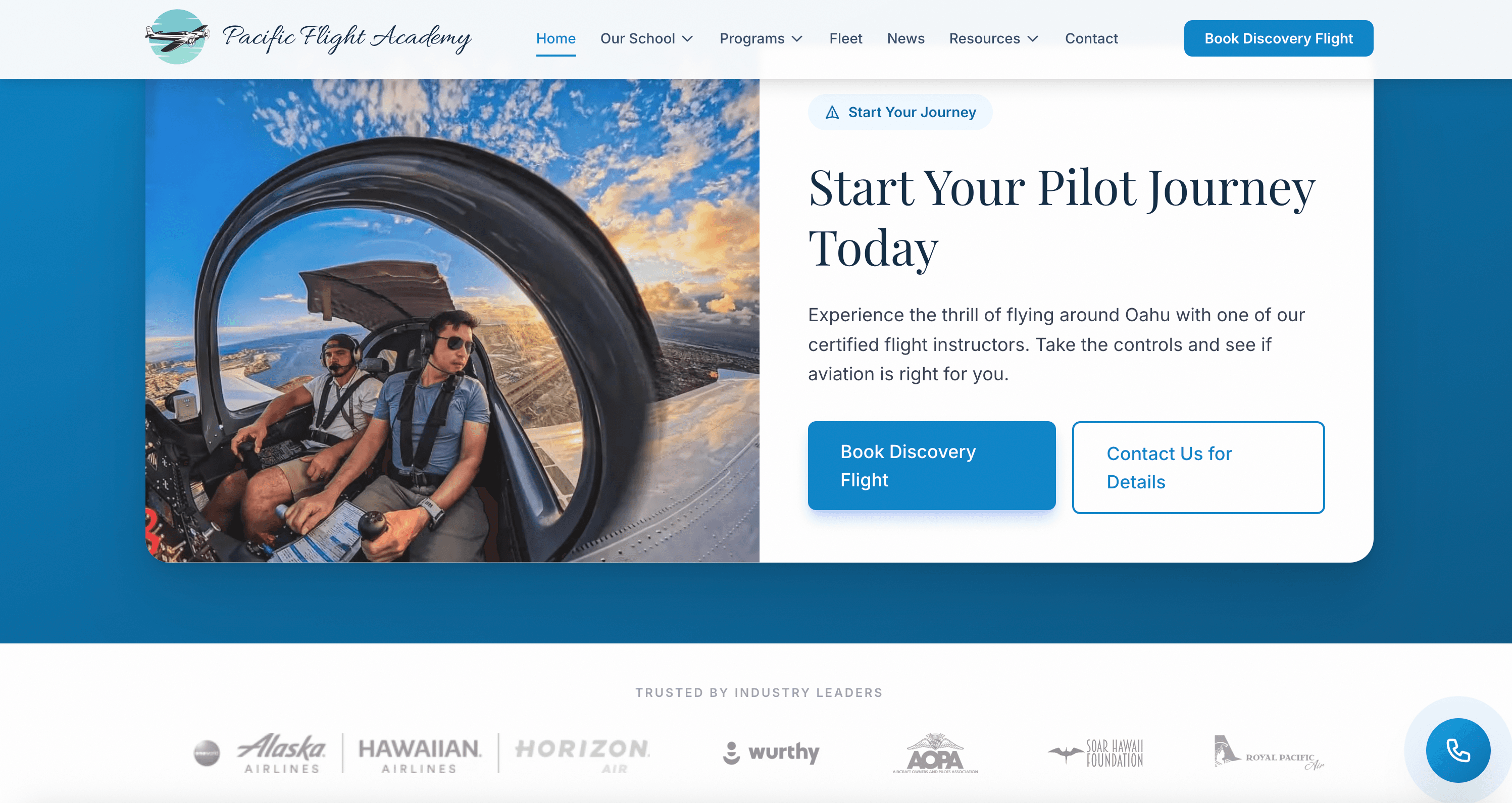 Pacific Flight Academy — Five training programs, an airline partnership, and a clear path from first flight to career — all in one platform