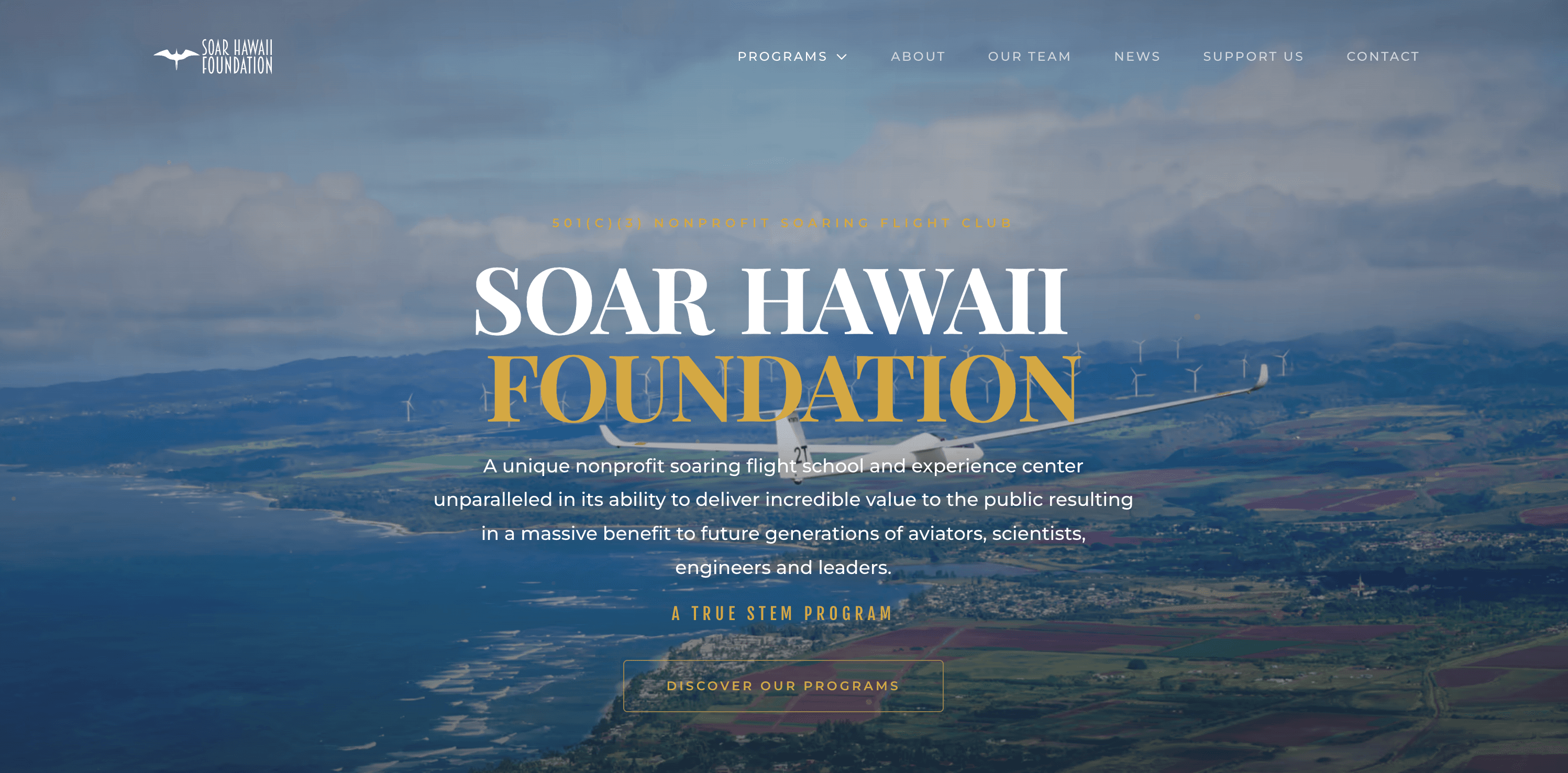 Soar Hawaii public website with program pages and donation system